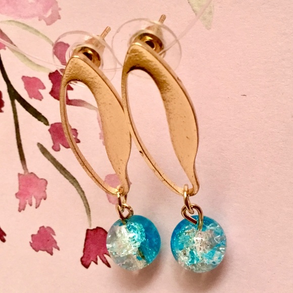 Jewelry - 3/$15 Planet Crystal Ball Golden Earrings NWOT